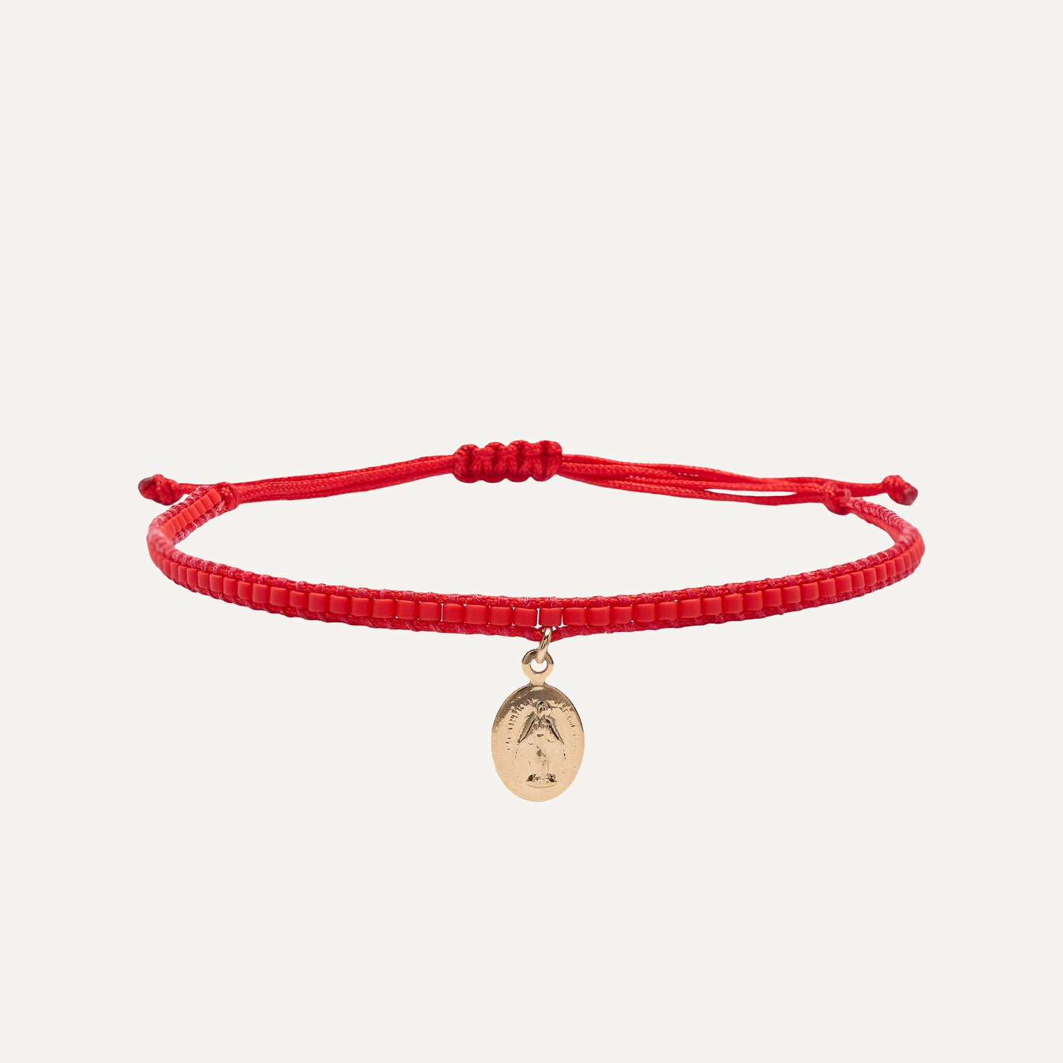 PULSERA DE HILO Y MOSTACILLAS VIRGEN DE LOS RAYOS BAÑO EN ORO
