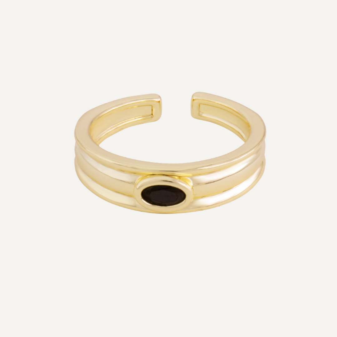 ANILLO KAYA BLACK BAÑO DE ORO
