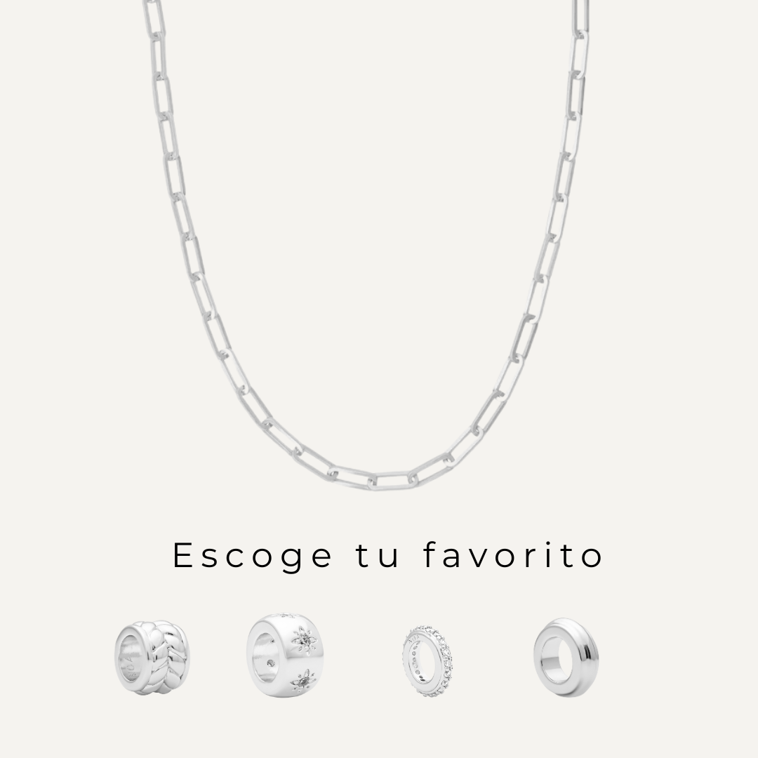 PACK COLLAR POISE + CHUNKY CHARMS PLATA