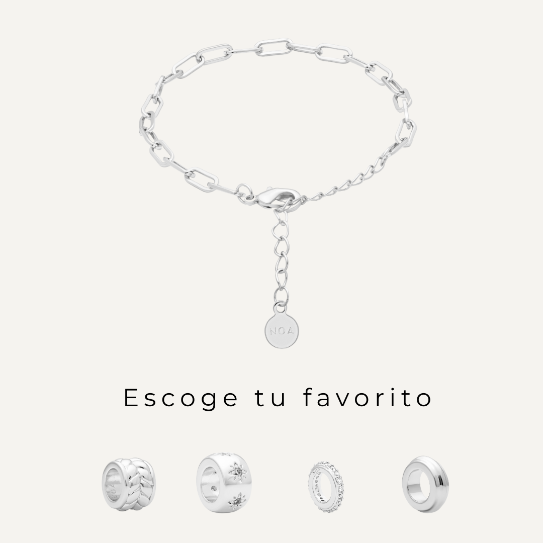 PACK PULSERA ELOISA + CHUNKY CHARMS PLATA