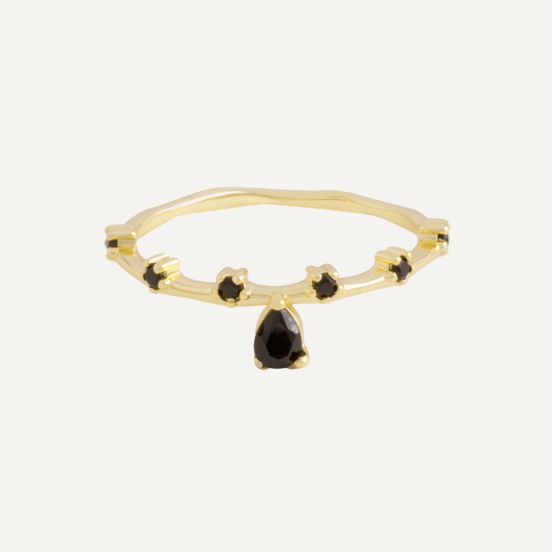 ANILLO DRYNA BLACK BAÑO DE ORO