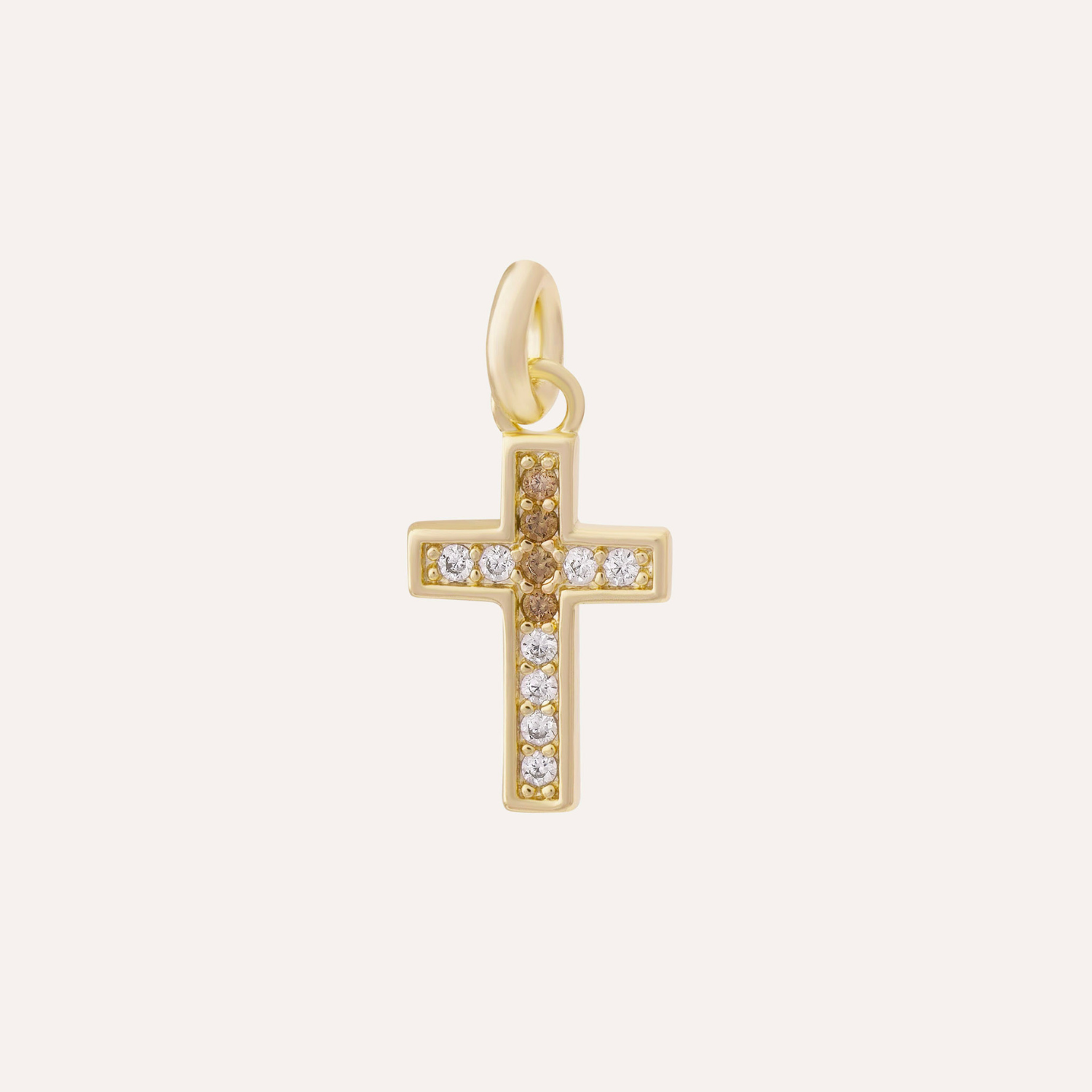 CHARM CROSS WHITE BAÑO DE ORO