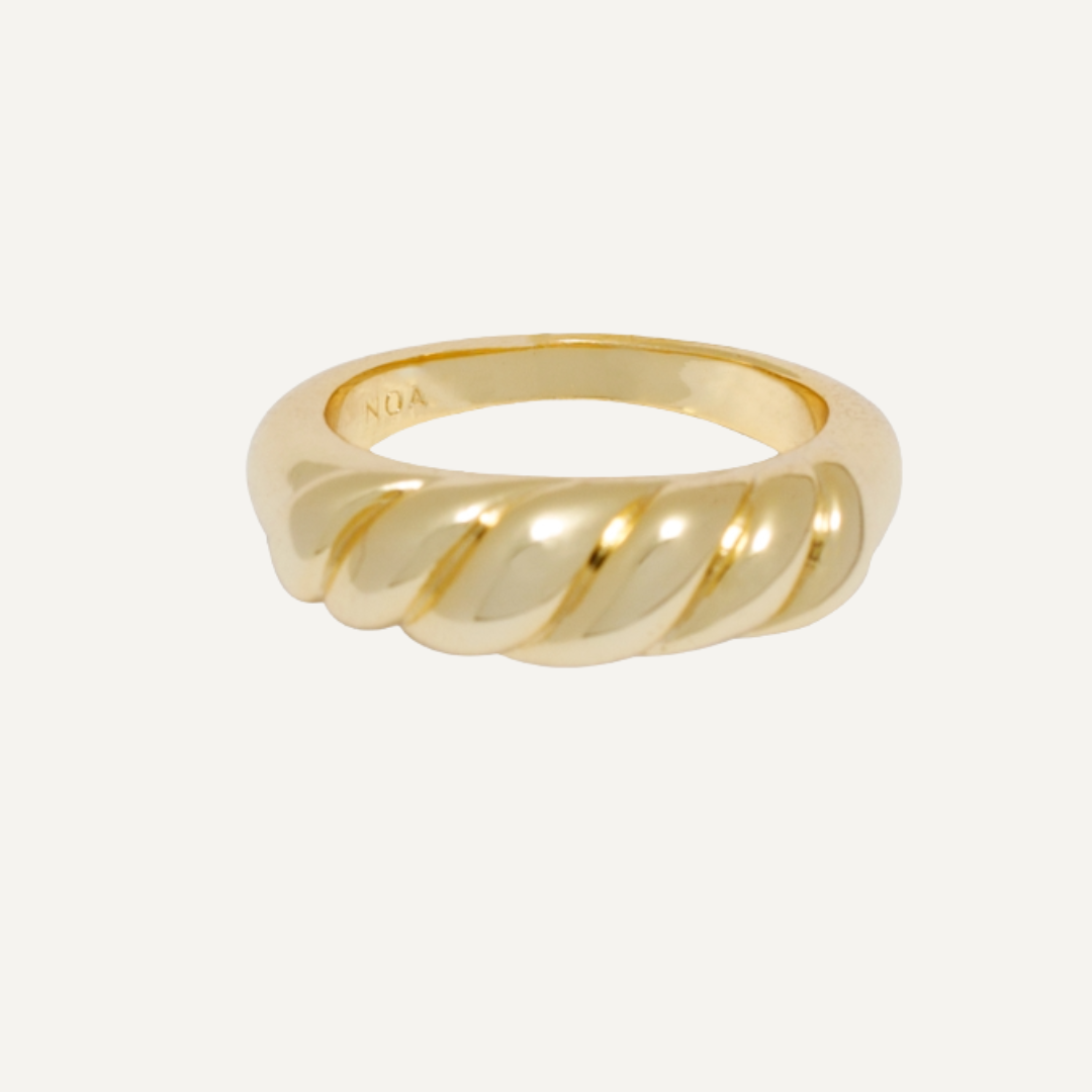 ANILLO TRENZ BAÑO DE ORO