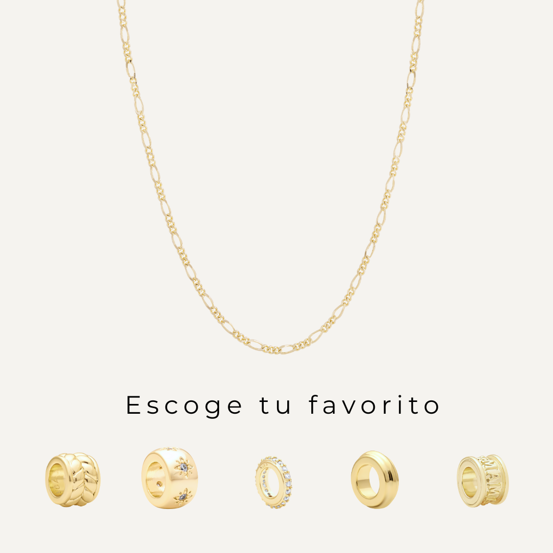 PACK COLLAR CURB + CHUNKY CHARMS BAÑO DE ORO