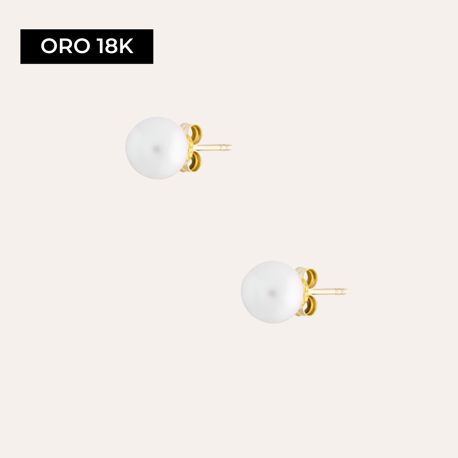 Aros Mujer Perla Oro 18k 8mm