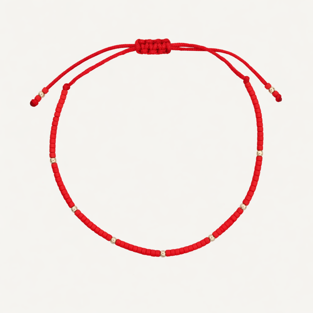 PULSERA DE HILO ROJO BUENA FORTUNA PLATA