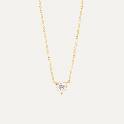 COLLAR MOM HEART WHITE SOLITARY BAÑO EN ORO
