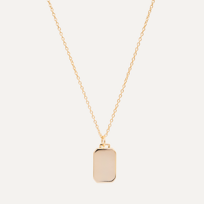 COLLAR MEDALLÓN RECTANGULAR BAÑO DE ORO