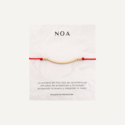 PULSERA ARCO DE HILO ROJO BAÑO EN ORO