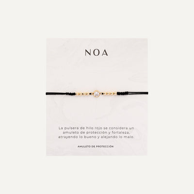 PULSERA GABRIELLE BALLS DE HILO NEGRO BAÑO EN ORO
