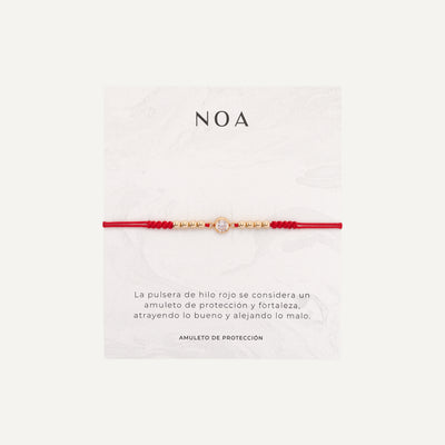PULSERA GABRIELLE BALLS DE HILO ROJO BAÑO EN ORO