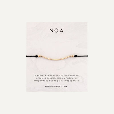 PULSERA ARCO DE HILO NEGRO BAÑO EN ORO