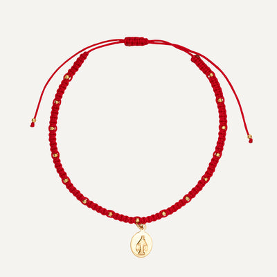 PULSERA DE HILO TEJIDA ROJO GOLFI VIRGEN DE LOS RAYOS