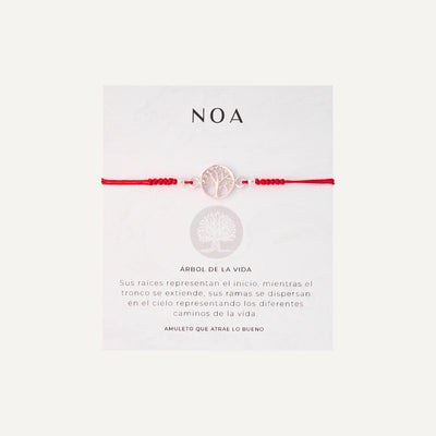 PULSERA DE HILO ROJO ARBOL DE LA VIDA PLATA