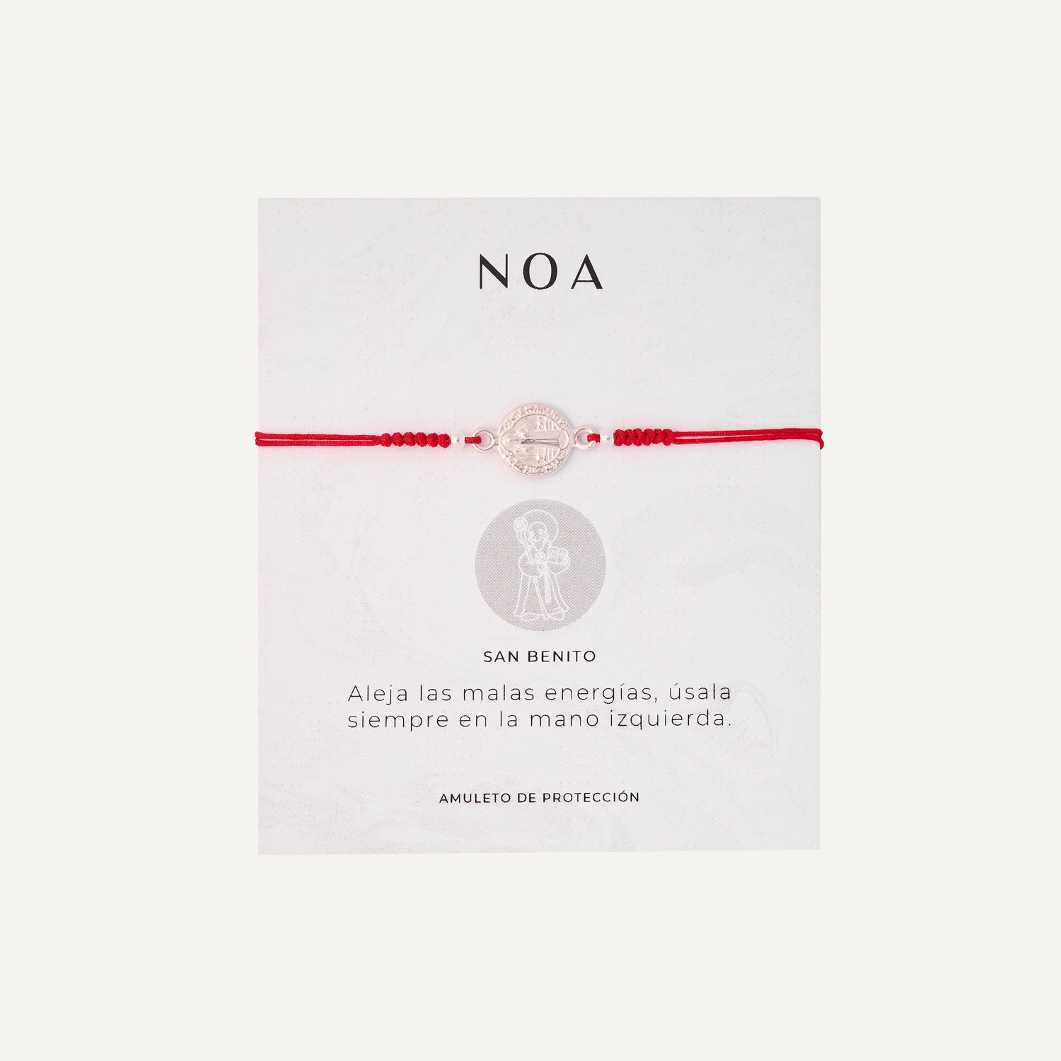 PULSERA DE HILO ROJO SAN BENITO PLATA