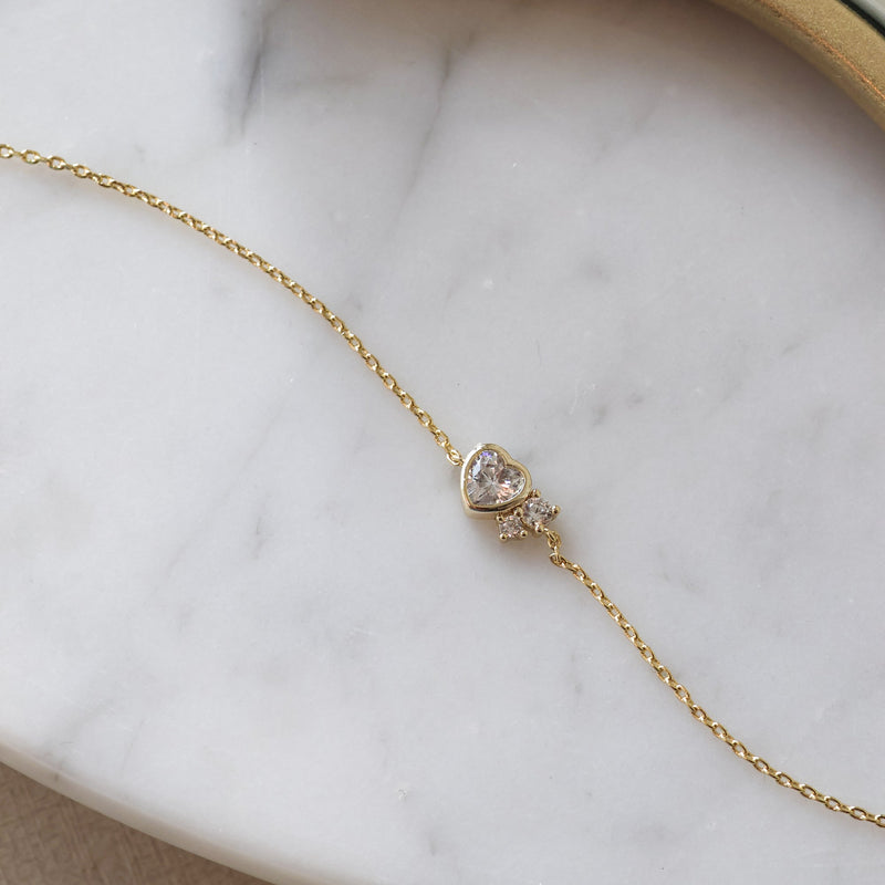 PULSERA MOM PUNTO DE LUZ CORAZÓN BAÑO DE ORO