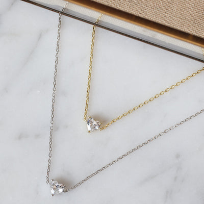 COLLAR MOM HEART WHITE SOLITARY PLATA