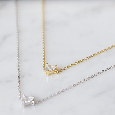 COLLAR MOM HEART WHITE SOLITARY BAÑO EN ORO