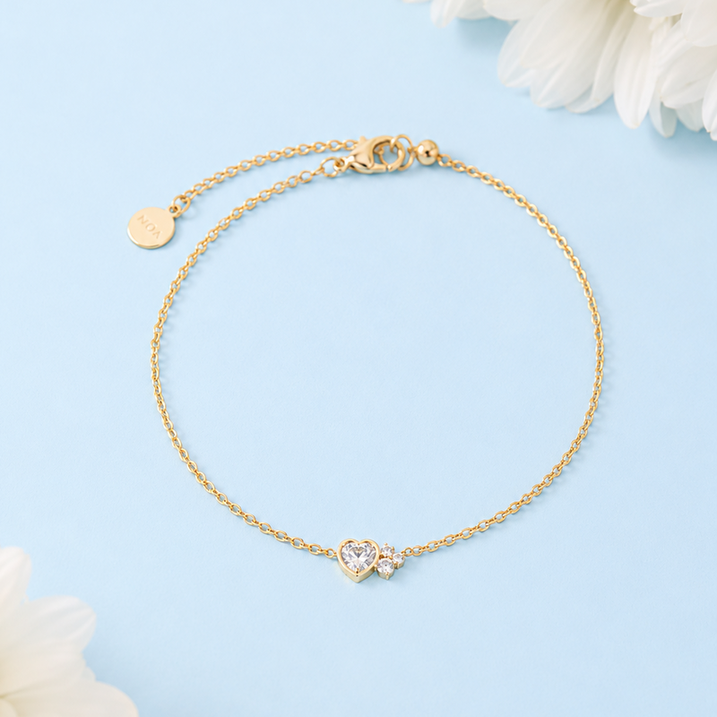 PULSERA MOM PUNTO DE LUZ CORAZÓN BAÑO DE ORO