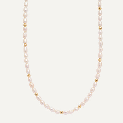 COLLAR PERLA RÍO BAÑO DE ORO