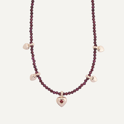 COLLAR GARNET BAÑO DE ORO