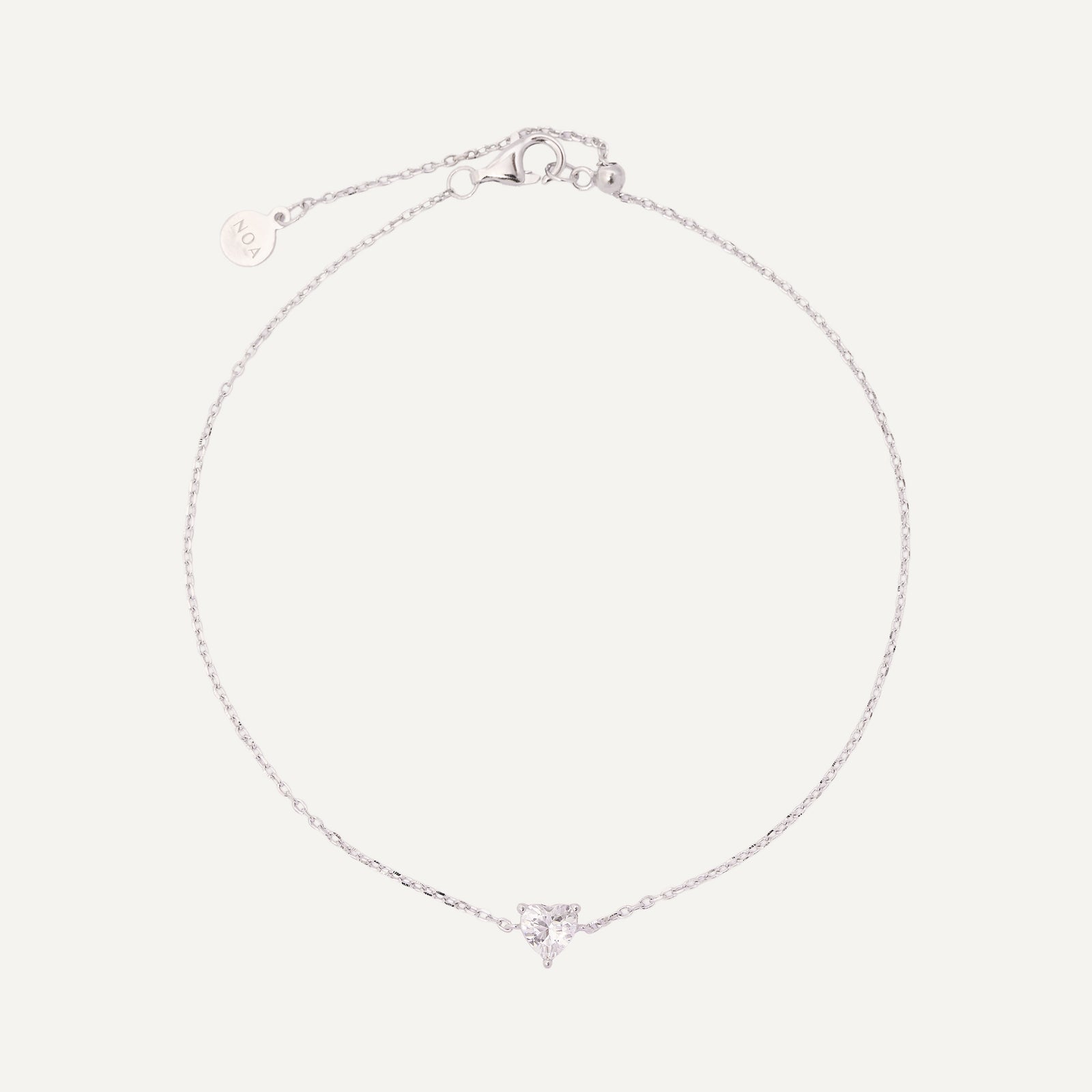 PULSERA MOM HEART WHITE SOLITARY PLATA