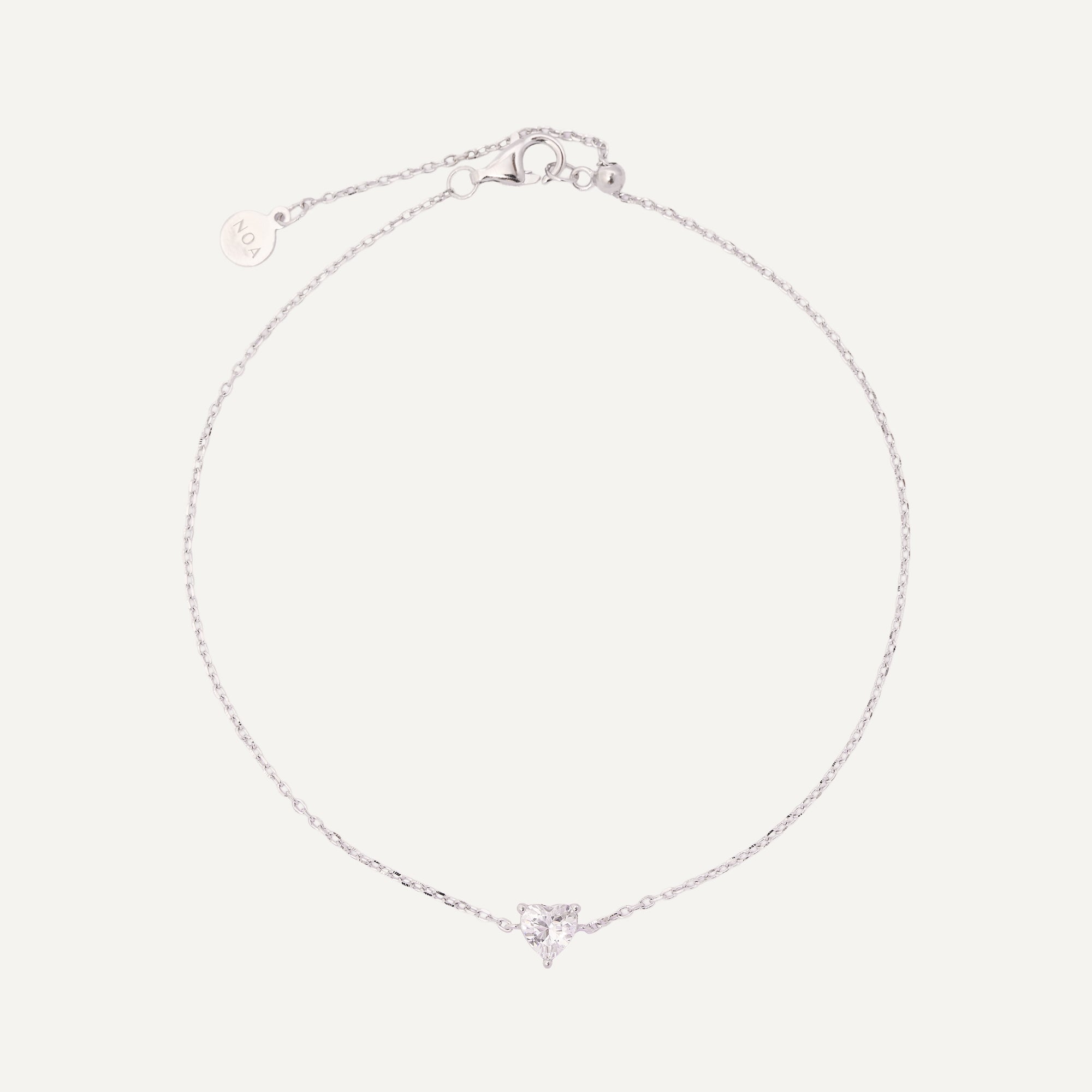 PULSERA MOM HEART WHITE SOLITARY PLATA