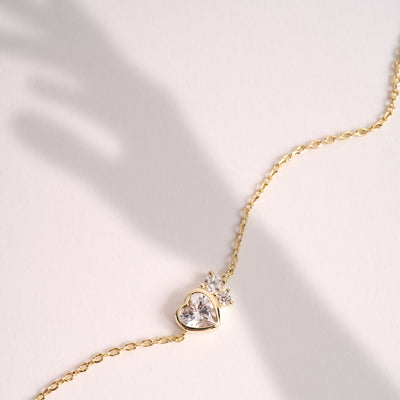 PULSERA MOM PUNTO DE LUZ CORAZÓN BAÑO DE ORO