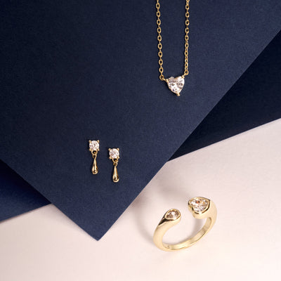 COLLAR MOM HEART WHITE SOLITARY BAÑO EN ORO