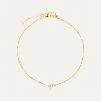 PULSERA MOM HEART WHITE SOLITARY BAÑO EN ORO