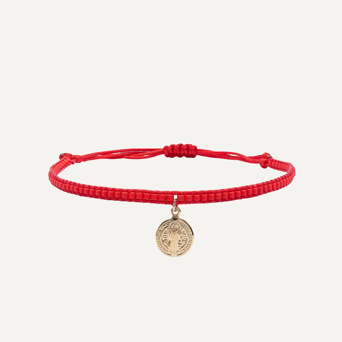 PULSERA DE HILO Y MOSTACILLAS SAN BENITO BAÑO EN ORO