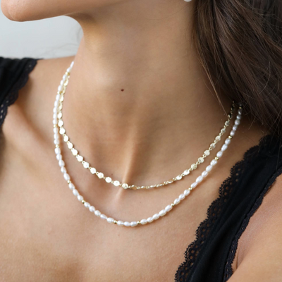 COLLAR PERLA RÍO BAÑO DE ORO