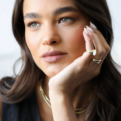 ANILLO SELLO REDONDO BAÑO DE ORO