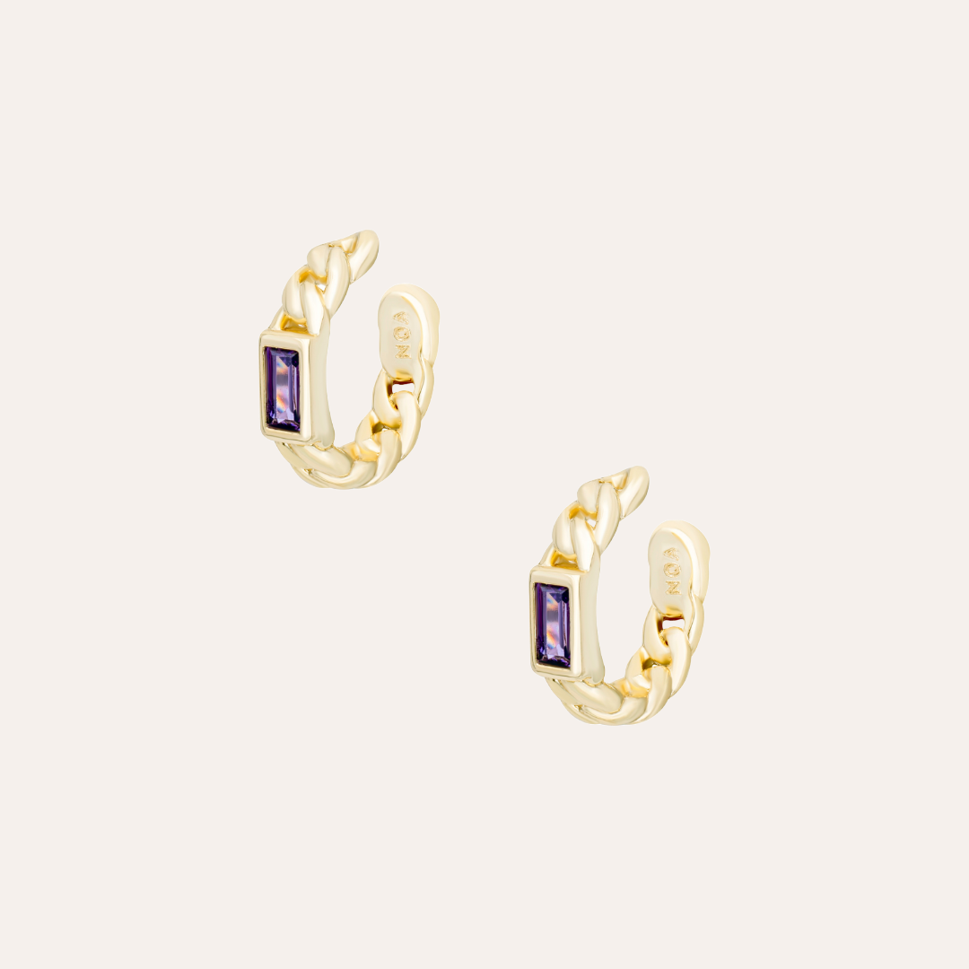 EAR CUFFS MAXI EDY VIOLET BAÑO DE ORO