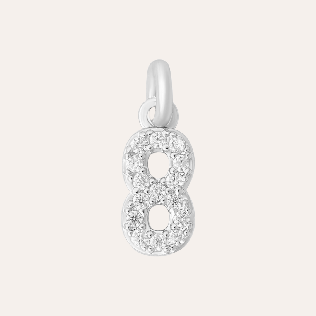 CHARM NÚMERO 8 PLATA