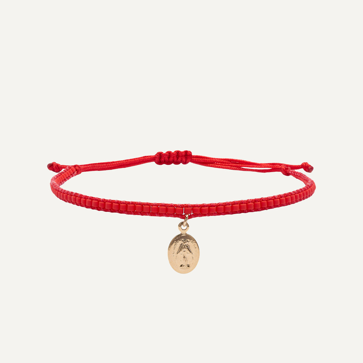 PULSERA DE HILO Y MOSTACILLAS VIRGEN DE LOS RAYOS BAÑO EN ORO