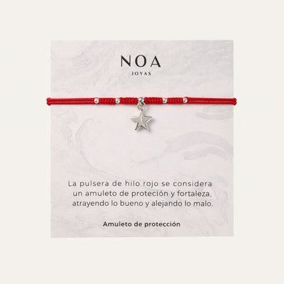 PULSERA DE HILO ROJO ESTRELLA PLATA