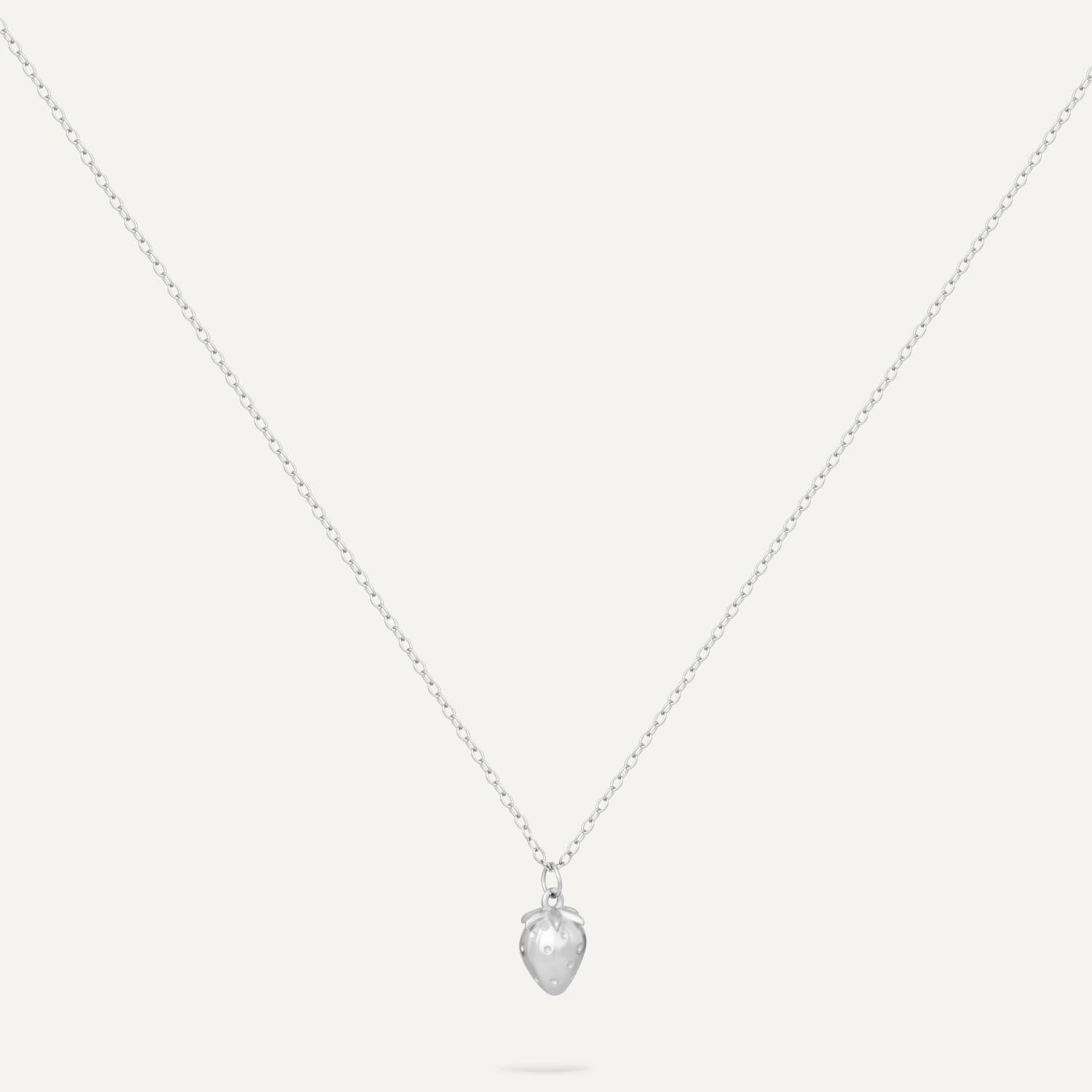 COLLAR DE NIÑA FRUTILLA PLATA