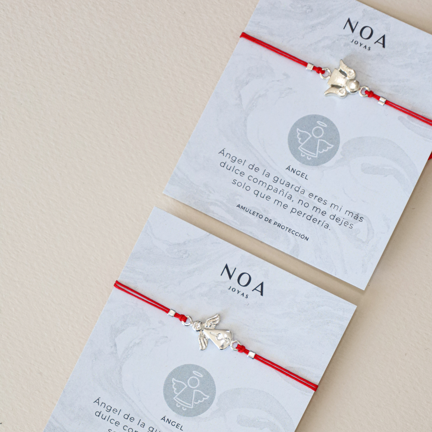 PULSERA HILO ROJO ÁNGEL DE LA GUARDA PLATA