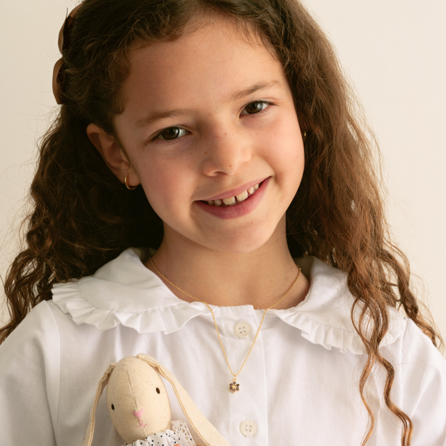 COLLAR DE NIÑA FLOR RED PLATA