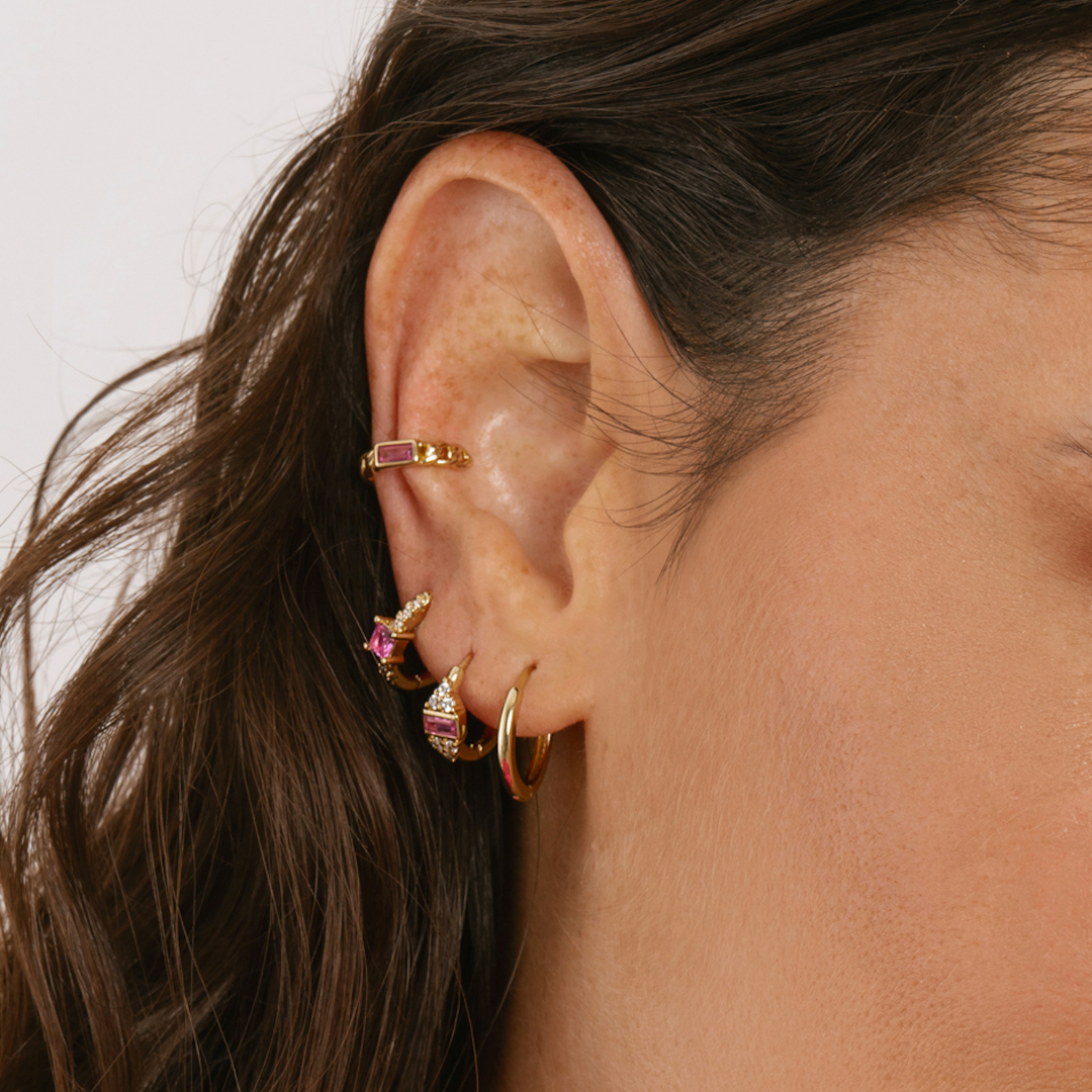 EAR CUFF MAXI EDY PINK BAÑO DE ORO