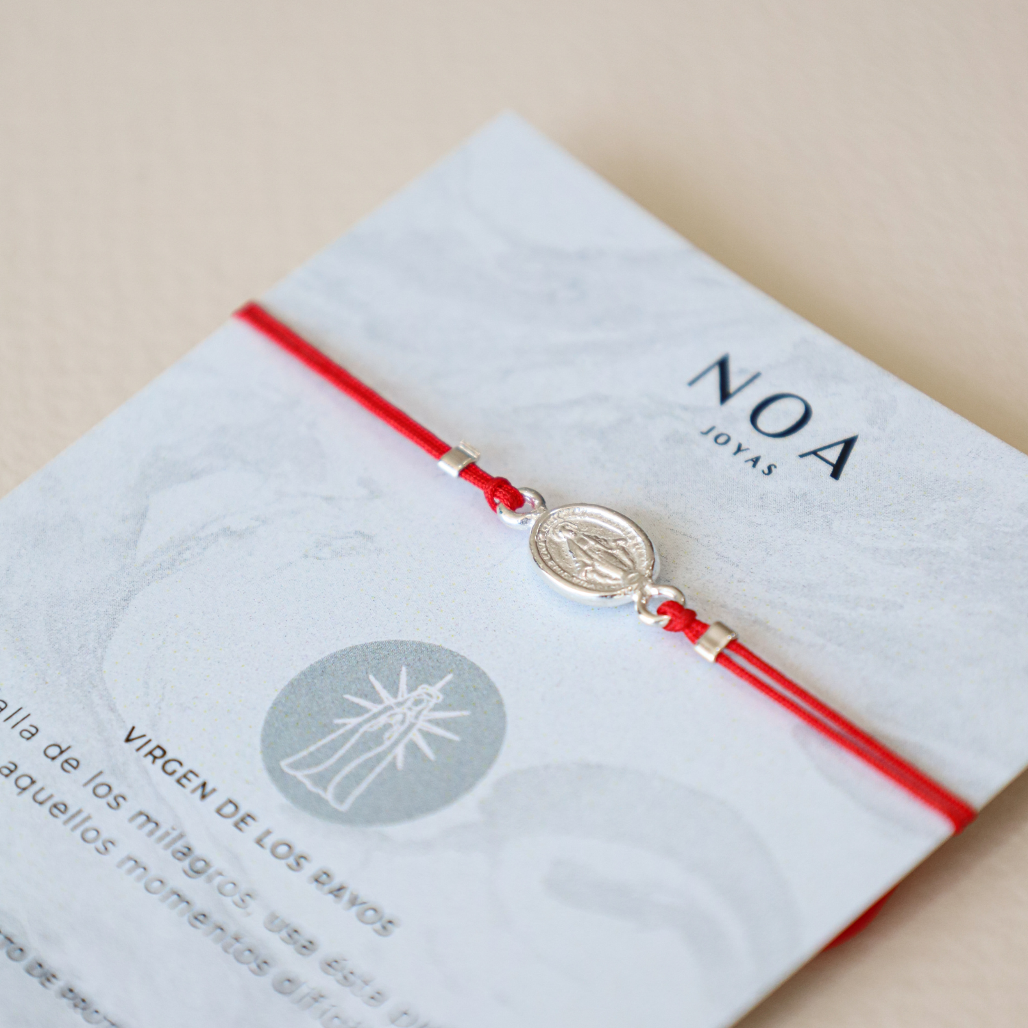 PULSERA HILO ROJO VIRGEN DE LOS RAYOS PLATA