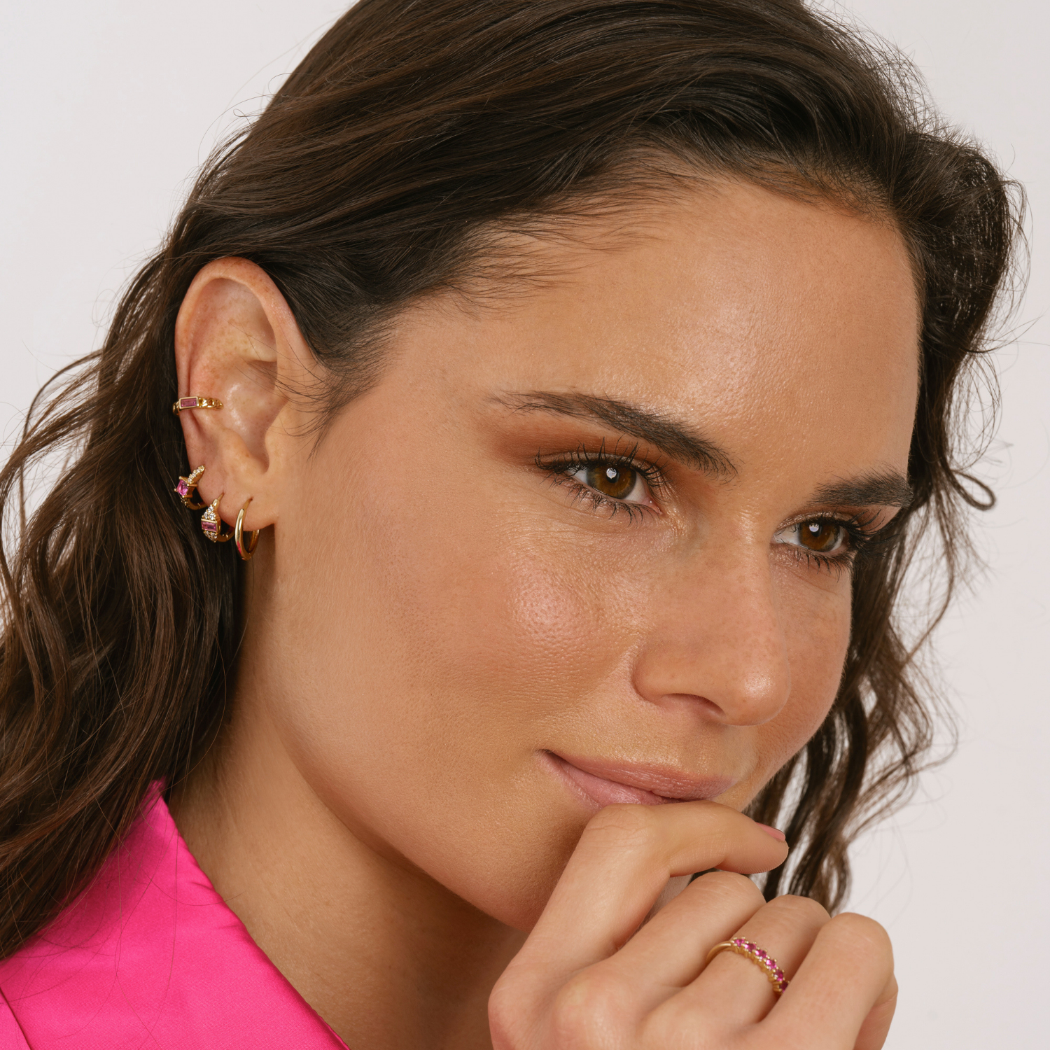 ARGOLLAS EMI PINK BAÑO DE ORO