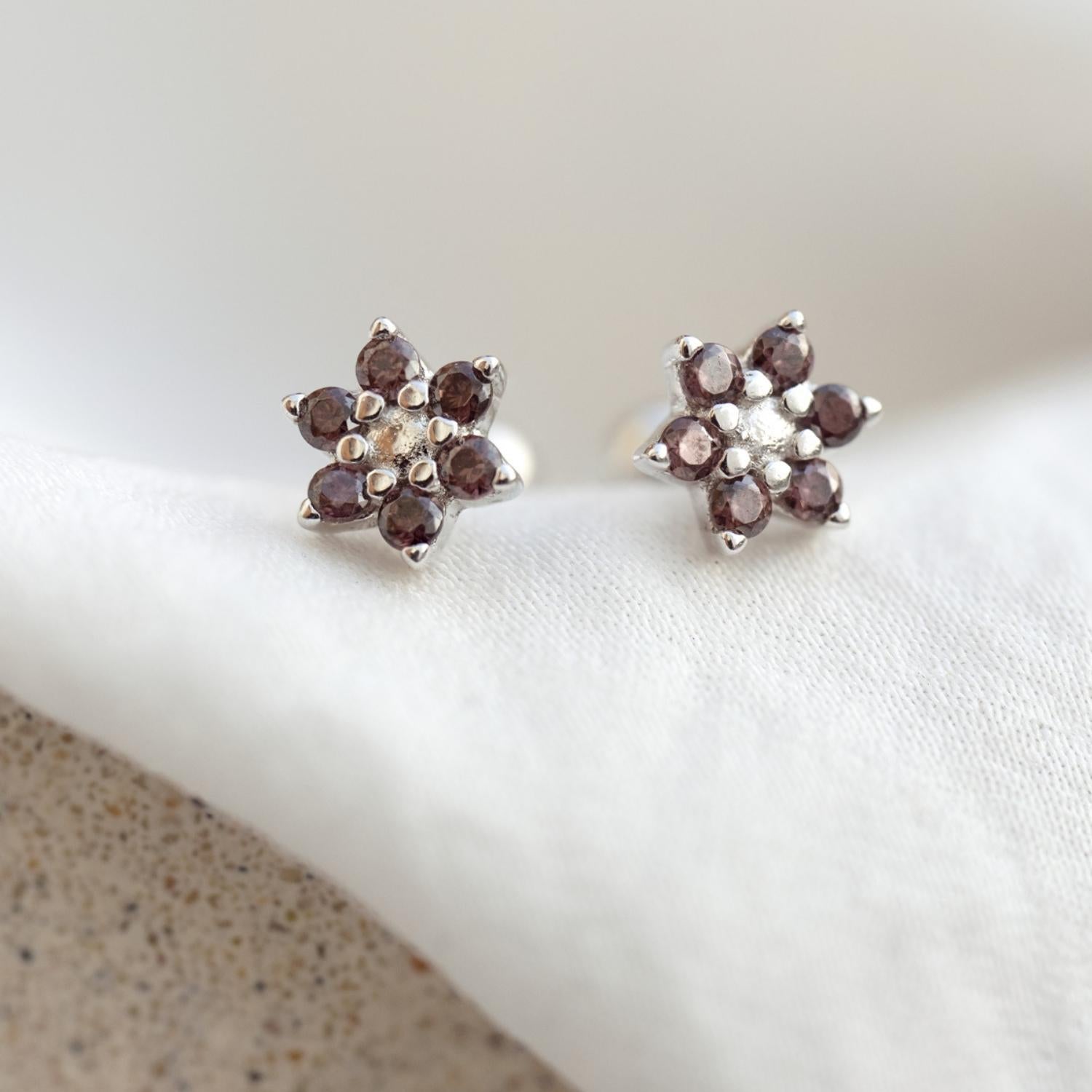 AROS DE NIÑA FLOR RED PLATA