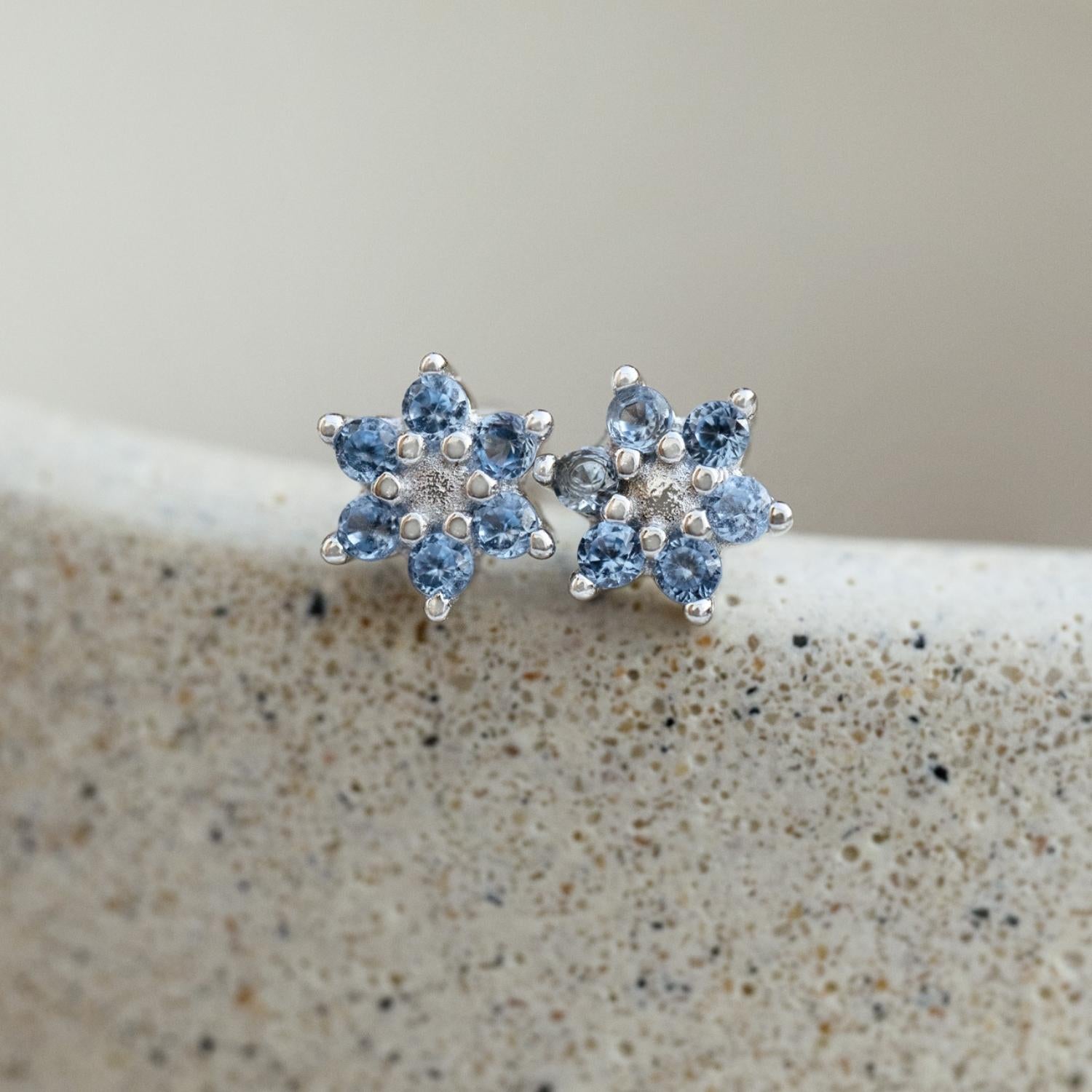 AROS DE NIÑA FLOR BLUE PLATA