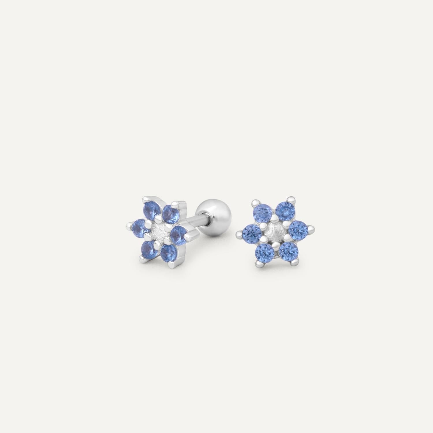 AROS DE NIÑA FLOR BLUE PLATA