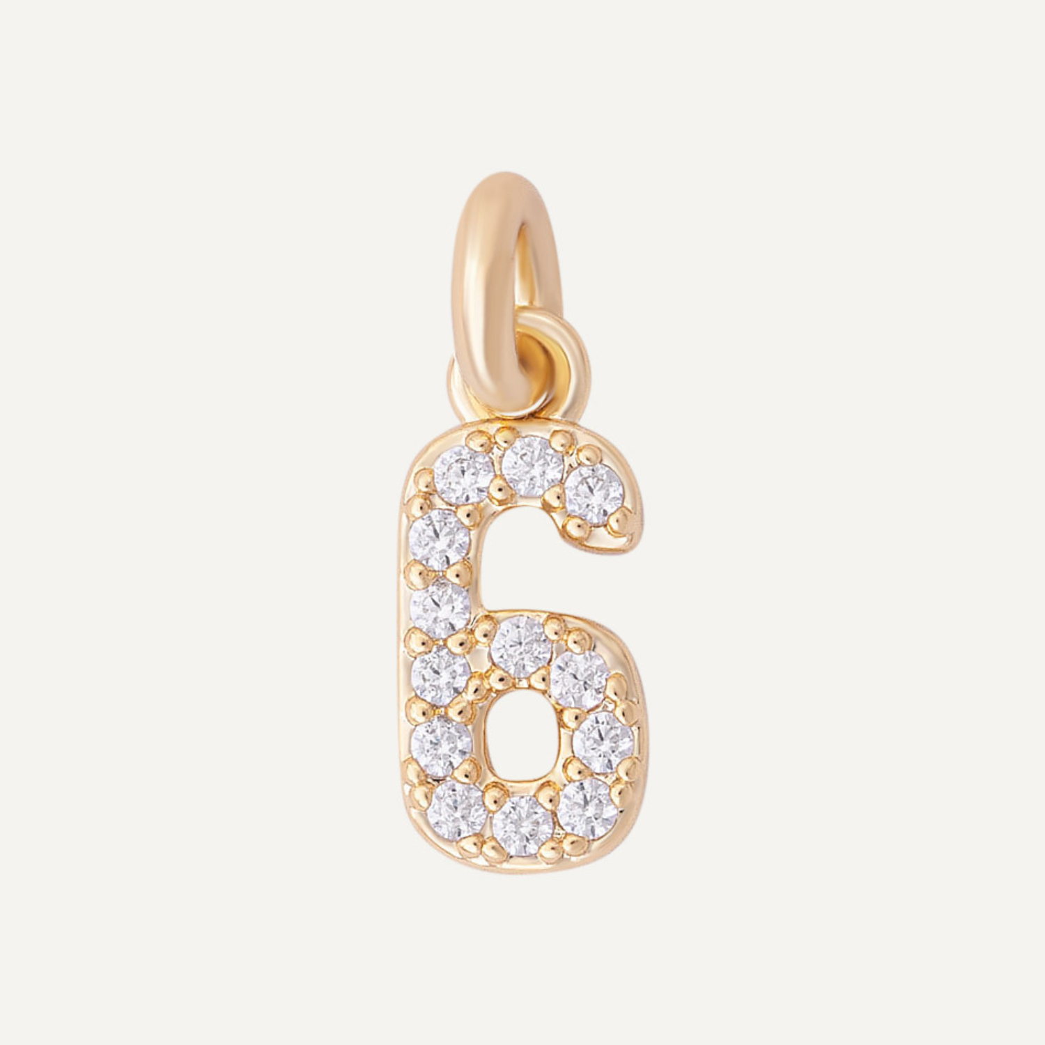 CHARM NÚMERO 6 BAÑO DE ORO