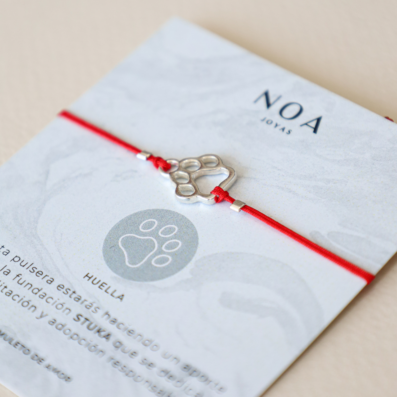 PULSERA HILO ROJO HUELLA MASCOTA PLATA