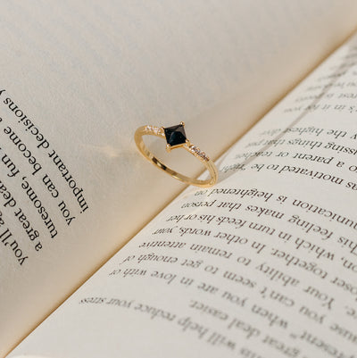 ANILLO BLACK ONIX BAÑO DE ORO